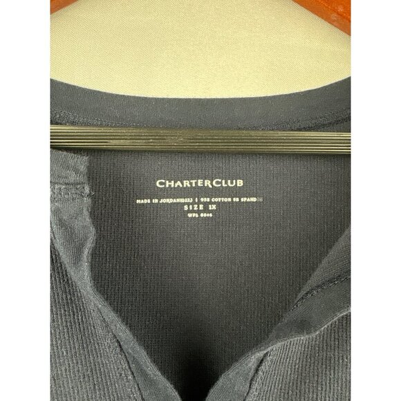 Charter Club Sleeveless Ribbed Knit Top 1X Cotton/Spandex Black Made In Jordan - Picture 3 of 4